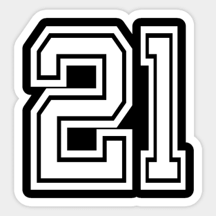 Numbers 21 for a sports team, group, or community Sticker